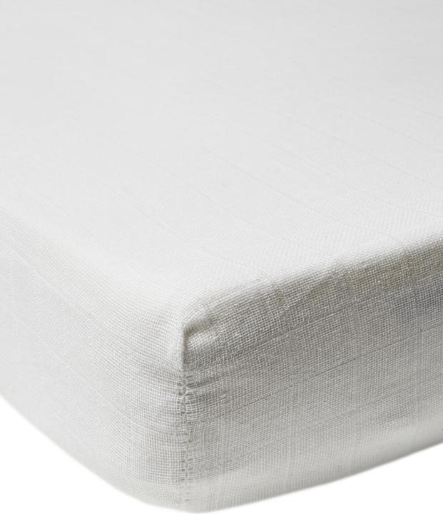 Productafbeelding Meyco Baby Uni hoeslaken ledikant - mousseline - wit - 60x120cm