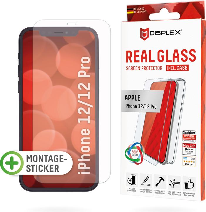 Immagine prodotto Displex Real Glass, 2D Panzerglas + Handyhülle (1 Pezzo/i, Apple iPhone 12, Realme 12 Pro+)