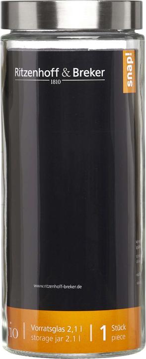 Produktbild Ritzenhoff & Breker Vorratsglas "VIO", rund, 2,1 l aus Glas, mit Schraubverschlussdeckel aus Edelstahl (2.10 l)