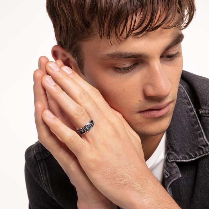 Image du produit Thomas Sabo Bague motif tigre noir (64, Argent 925)