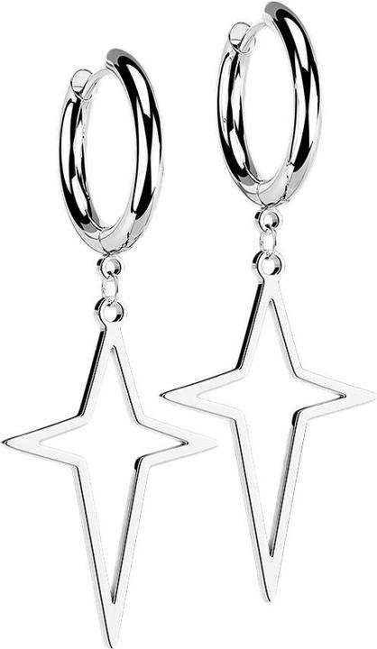 Produktbild Star Piercing Ohrring silber Anhänger Sternkreuz (Chirurgenstahl 316L, ohne Messing)