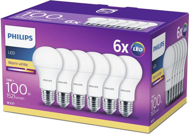 Produktbild Philips LED (E27, 100 W, 1521 lm, 6 x, E)