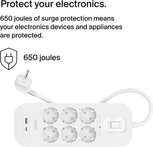 Actual product image Belkin Surgemaster surge protection (6 x, CEE 7/3, 2 m)