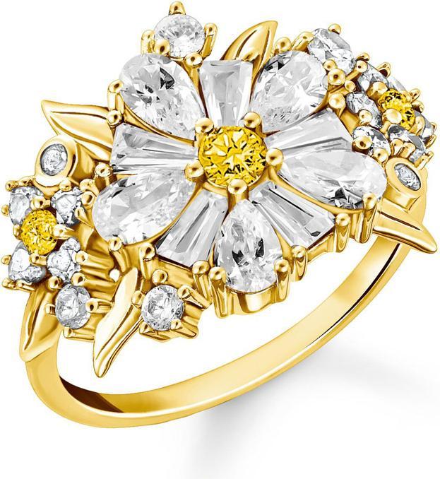 Actual product image Thomas Sabo Cocktailring Blume Lovely Daisy mit Steinen vergoldet (56, 925 Silver)