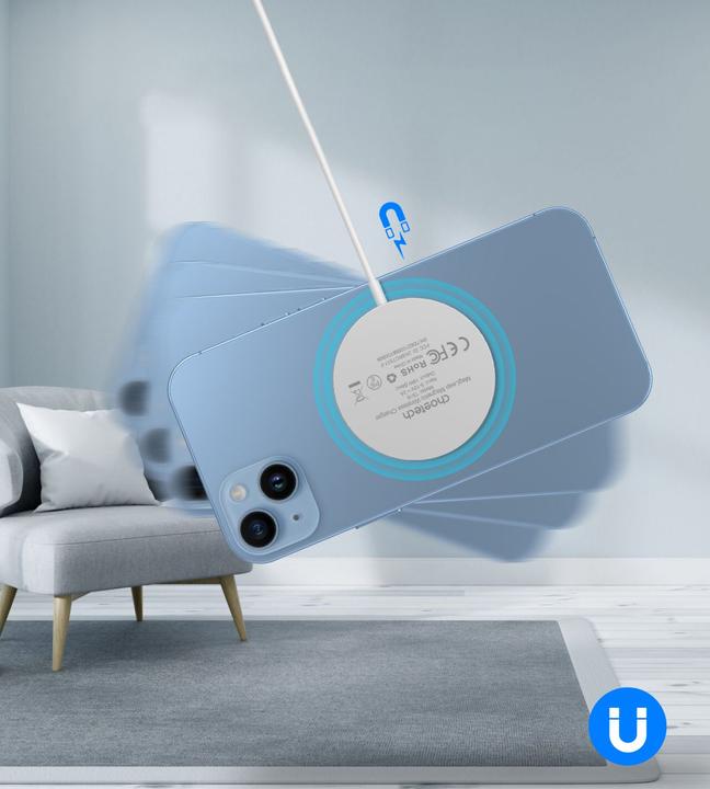 Actual product image Choetech 15W Qi wireless inductive charger with MagSafe white (H046+T518-F) (15 W)