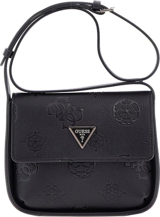 Actual product image Guess Shoulder Bag Keandra Crossbody Flap Black Logo Black
