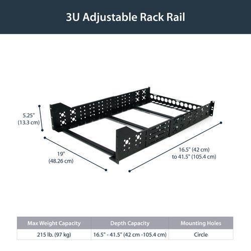 Produktbild StarTech .com 3HE 19 tiefenverstellbare Universal Server Rack Schienen