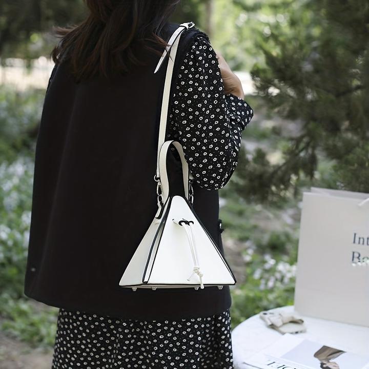 Actual product image Only-Bags.Store Mini Drawstring Bag, Solid Colour Crossbody Bag, Faux Leather Clutch Purse