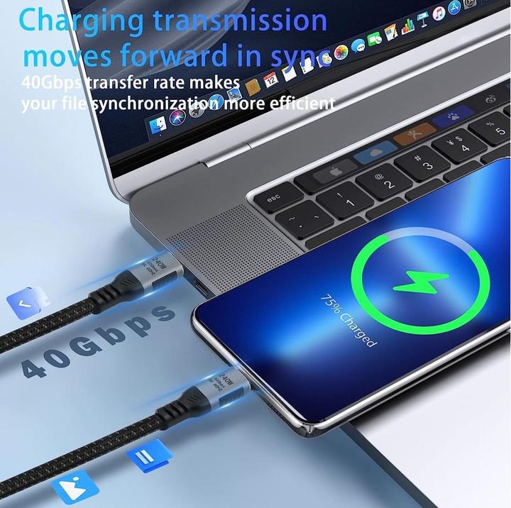 Image du produit PowerGuard Câble USB-C court USB4 Gen3x2 240W 20cm Data & Charge (0.20 m, USB 4.0)