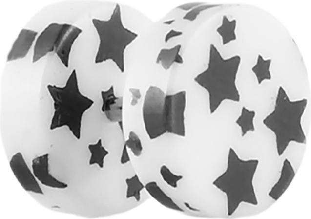 Produktbild Star Piercing Fake Plug mit Sternen weiss (ohne Messing, Acryl)
