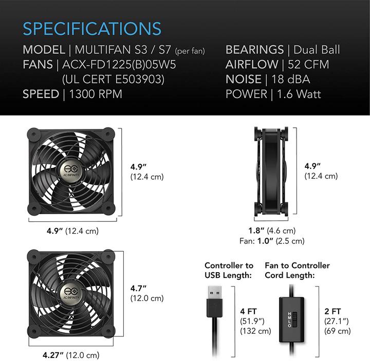 Produktbild AC Infinity 2er Set USB-Lüfter (120 mm, 2 x)