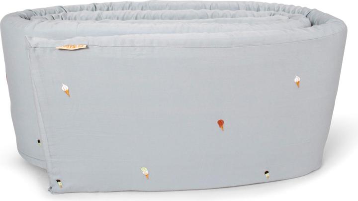 Actual product image Filibabba Bed Bumper – Embroidered Cool Summer Design – Pearl Blue (340 cm, 4 cm)