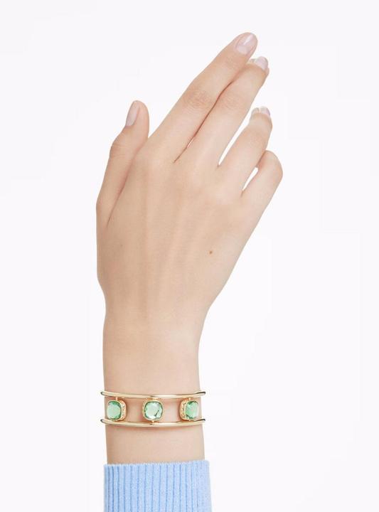 Immagine prodotto Swarovski Chroma Armreif Kissenschliff Grün Gold (16.50 cm, Metallo Swarovski)