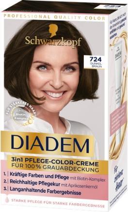 Produktbild Schwarzkopf Diadem, 3in1 Pflegefarbe Creme, Haarfärbemittel 724 Dunkel Braun, 1 Stück (724 Dunkel Braun)
