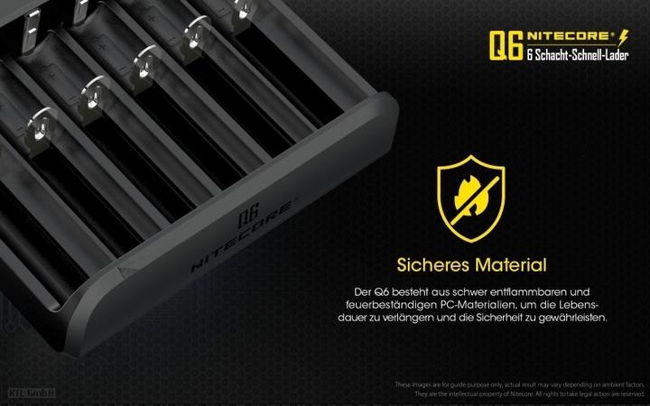Produktbild Nitecore Q6 6-Schacht-Ladegerät (1 Stk., 14500, 16340, 18650, 26650, Akku)