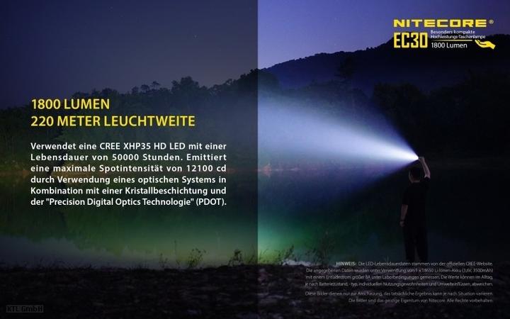 Actual product image Nitecore EC30 incl. battery (11.15 cm, 1800 lm)
