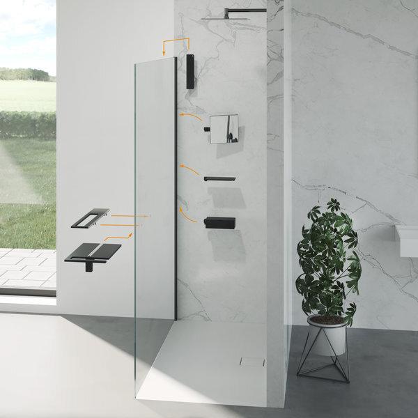Produktbild Hüppe Select+ Seitenwand alleinstehend, Querbügel, 8mm Glasstärke, Breite 750mm (211 cm, 75 cm, 11 cm)