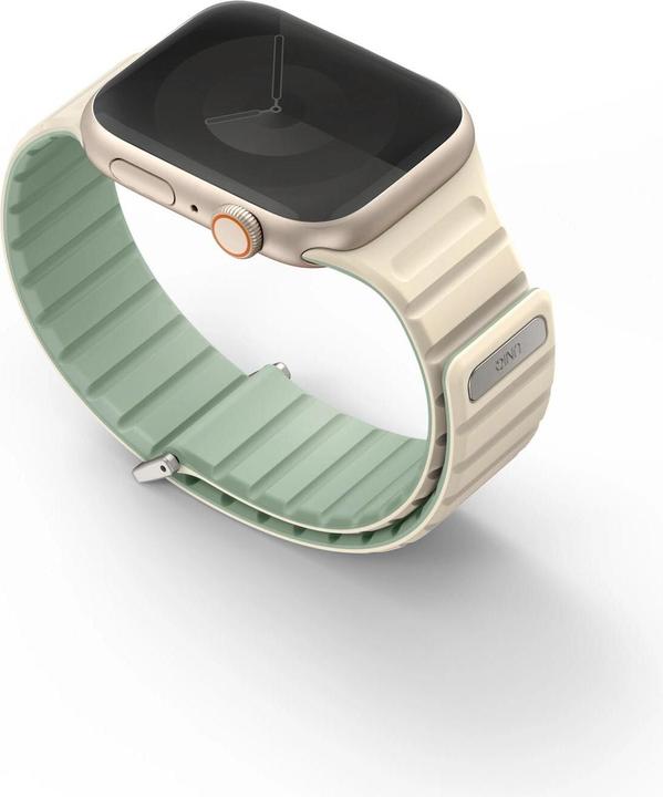 Actual product image Uniq pasek Revix Evo Apple Watch Series 1/2/3/4/5/6/7/8/9/SE/SE2 38/40/41mm Reversible Magnetic mięt (Stainless steel, Silicone)