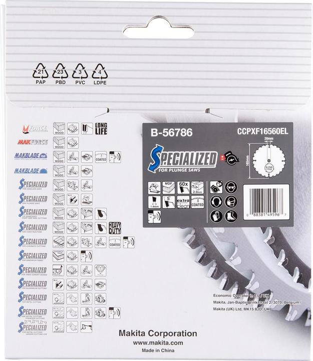 Produktbild Makita SPECIALIZED Sägeb.165x20x60Z