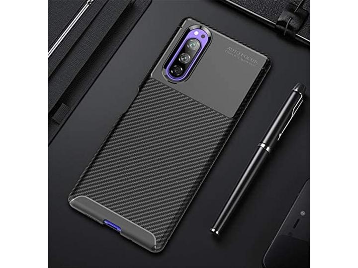 Produktbild Screenguard Sony Xperia 5 II Hülle Carbon Design TPU Case (Sony Xperia 5 II)