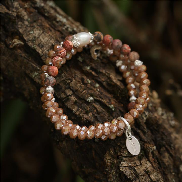 Actual product image Andreani Armband mit echtem Shellbead und echtem Jaspis (80 cm, Shellbeads)