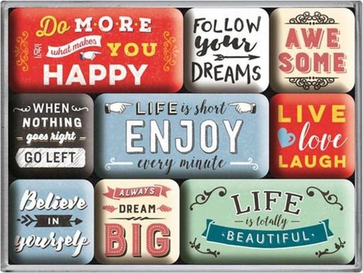Image du produit Nostalgic-Art Merchandising Set d'aimants Enjoy Life 9 pièces, multicolore (9 x)