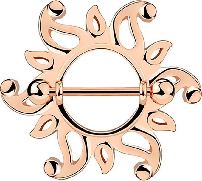 Image du produit Star Piercing Barbell rosegold mit zwei KugelnTribal Sonne (Acier chirurgical 316L, Laiton)