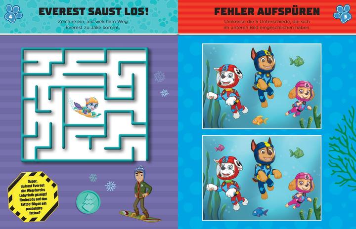 Produktbild PAW Patrol Rätselbuch mit 40 Tattoos (Deutsch, Schwager & Steinlein Verlag, 2024)