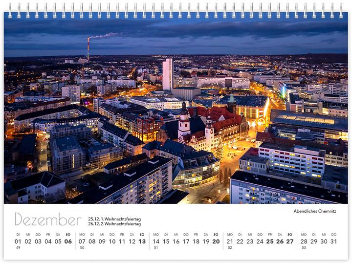 Image du produit Kalender Sachsen von oben kompakt 2026 (21 x 15 cm, Non contraignant, Allemand)