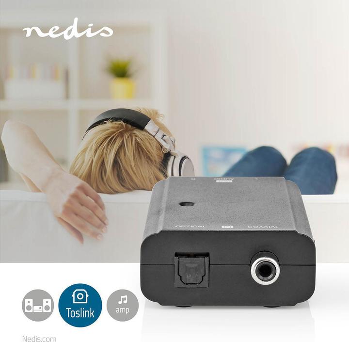 Productafbeelding Nedis Digitale audioconverter 2-weg aansluitingen - Ingang: 1x S/PDIF (RCA) aansluiting / 1x TosLink (0.05 m, Optische)