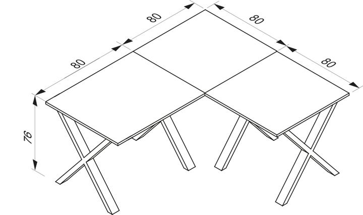 Produktbild VCM Büromöbel Eckschreibtisch Lona Tiefe 80 cm X Schwarz (160 x 80 x 76 cm)