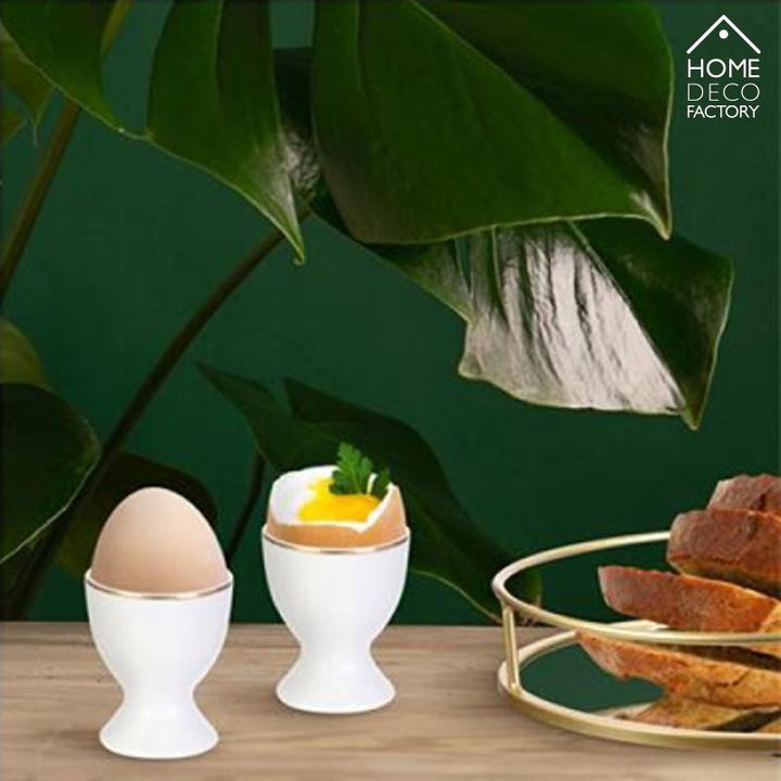 Immagine prodotto BigBuy 4 pezzi di tazza a uovo in porcellana bianca con bordo dorato di HOME DECO FACTORY (4 x)