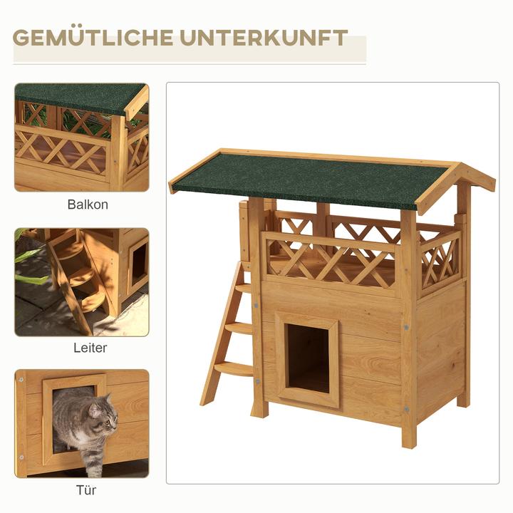 Actual product image PawHut Cat house with stairs and roof (Cat)