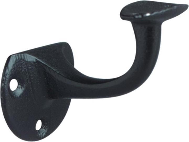 Actual product image Deni Handrail support cast iron black lacquered Diameter wall plate 53 mm curved support