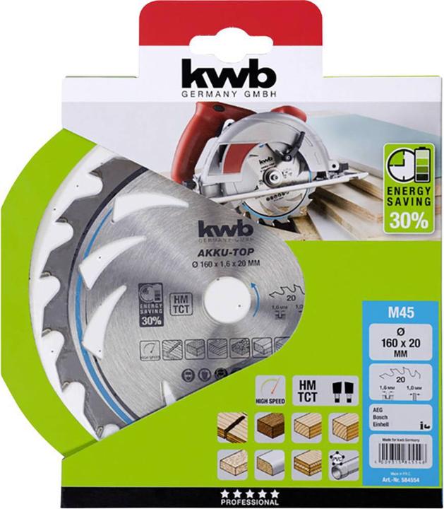 Actual product image kwb Carbide circular saw blade THIN CUT CIRCULAR SAW BLADE, HARDLOCKED
