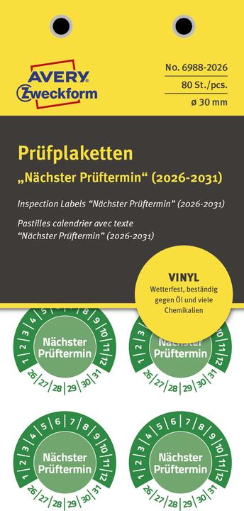 Produktbild Avery Prüfplaketten