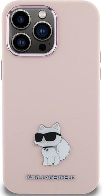 Actual product image Karl Lagerfeld KLHCP15LSMHCNPP iPhone 15 Pro 6.1" różowy/pink Silicone Choupette Metal Pin (Apple iPhone 15 Pro)