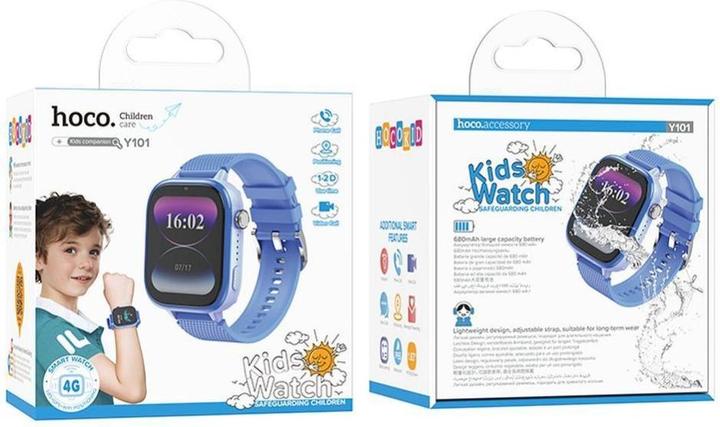 Actual product image Hoco Headphone with microphone smartwatch for kids with call function 4G Y101 blue