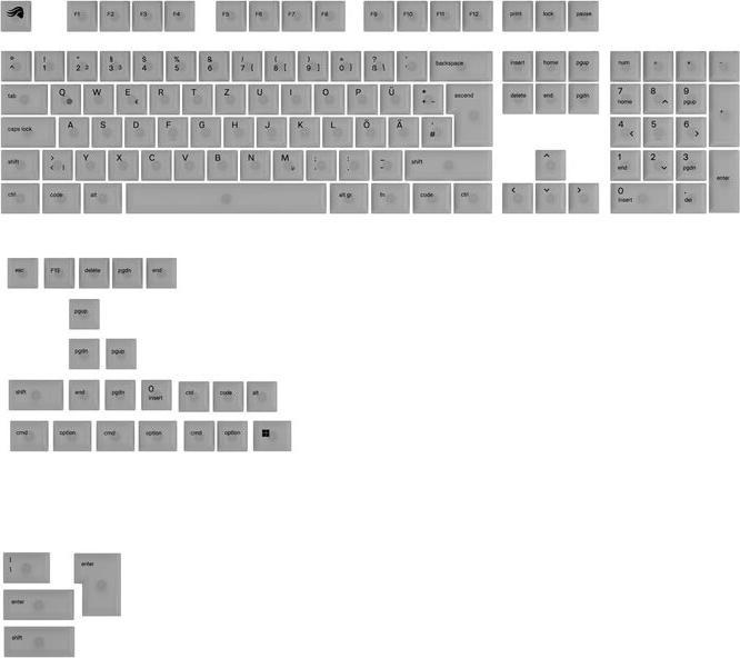 Immagine prodotto Glorious Tastiere Polychroma V2, layout ANSI (DE), policarbonato, stampa UV - trasparente