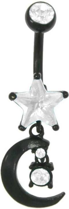 Bijouteria Bauchpiercing (Chirurgenstahl 316L, Kristall, PVD Beschichtung (schwarz))