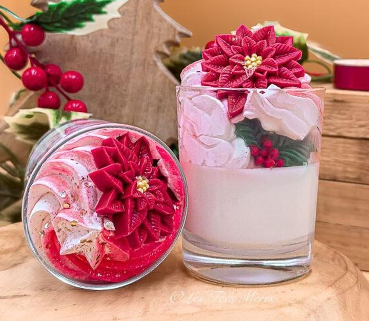 Actual product image Les Fées Mères Gourmet Aroma Candle Scented Candle Gift Decoration Candle - Poinsettia - Handmade N (350 g)