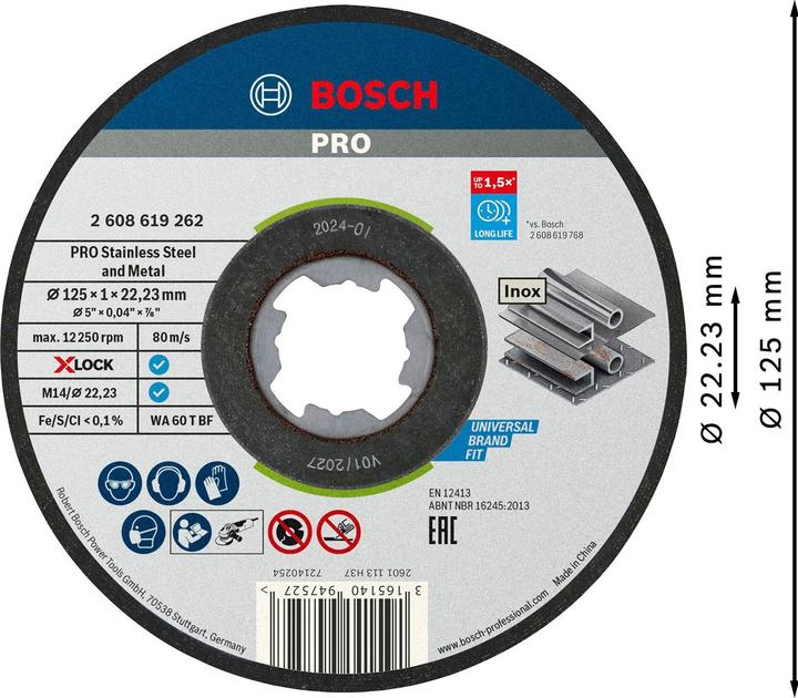 Actual product image Bosch Professional Zubehör PRO Stainless Steel and Metal X-Lock cutting disc, 125 x 1 x 22.23 mm