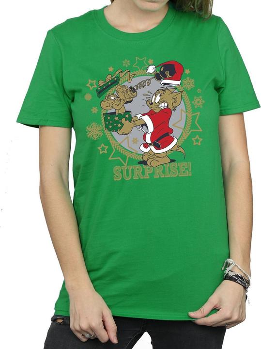 Actual product image Tom & Jerry Womens/Ladies Christmas Surprise Cotton Boyfriend T-Shirt (M)