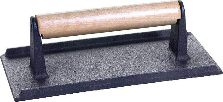All'Grill Pressa per carne e hamburger in ghisa con manico in legno 21x11x7 cm