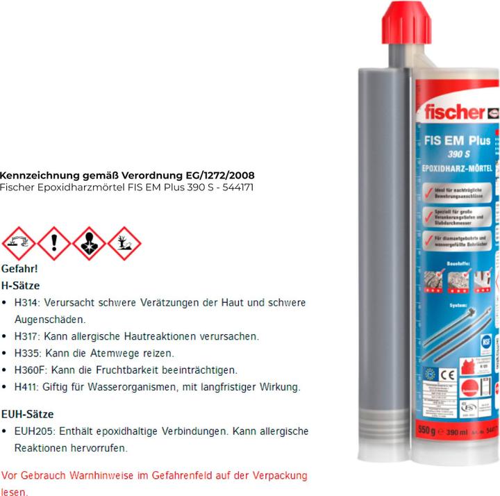 Immagine prodotto Fischer Epoxidharzmörtel FIS EM Plus 390 S (1 pz.)