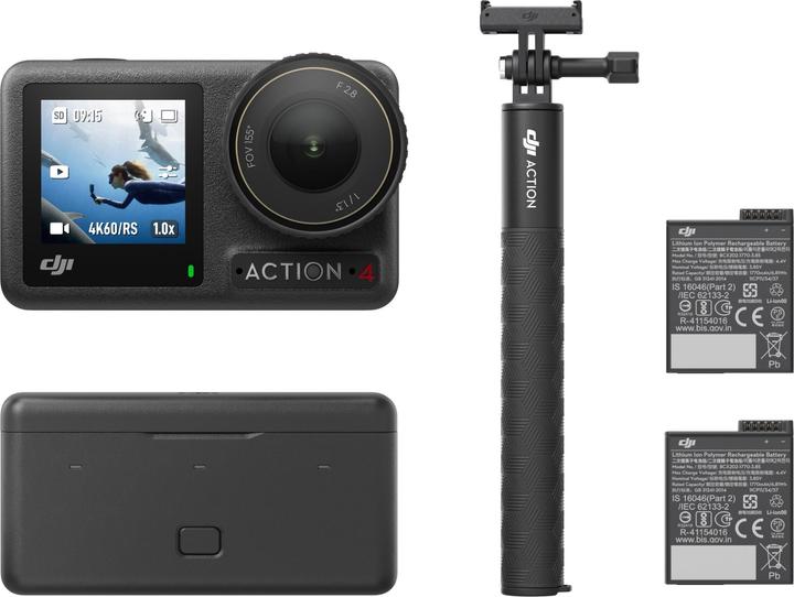 Warranty card, Short manual, Lens hood, Protective frame, Liability retainer, USB-C to USB-C PD cable, 2x locking screw, Anti-slip pad, Extension bar, Quick-release adapter holder, Quick release adapter holder (mini), Battery charging tray, 3x battery