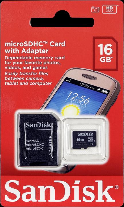 Image du produit SanDisk Adaptateur MicroSDHC+SD 16GB (16 Go, microSDHC, UHS-I)