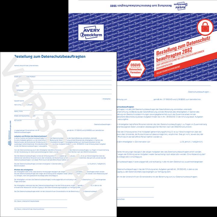 Actual product image Avery Data Protection Officer Form (2 x)