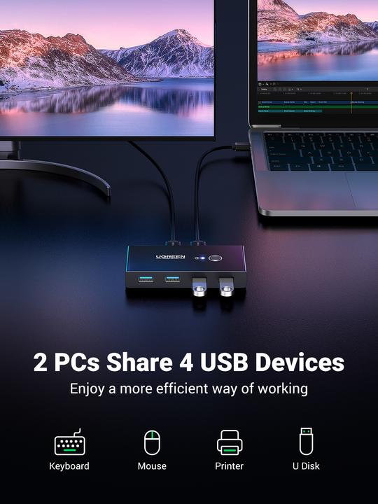 Actual product image Ugreen 2 In 4 Out Sharing Switch Box