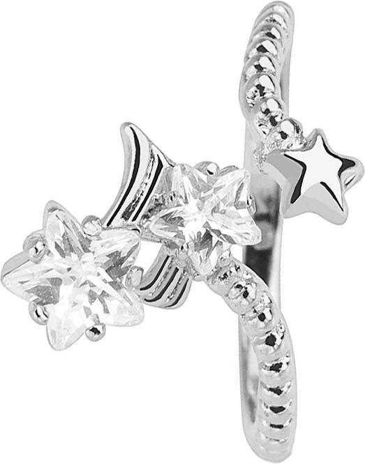 Actual product image Star Piercing Ring silver with stars (Brass)